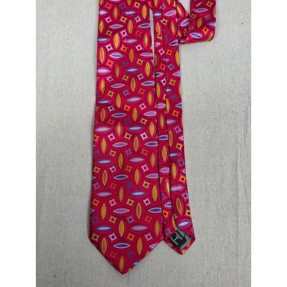 Robert Talbott Best of Class Mens Silk Tie Red‎ Geometric Oval Pattern Necktie